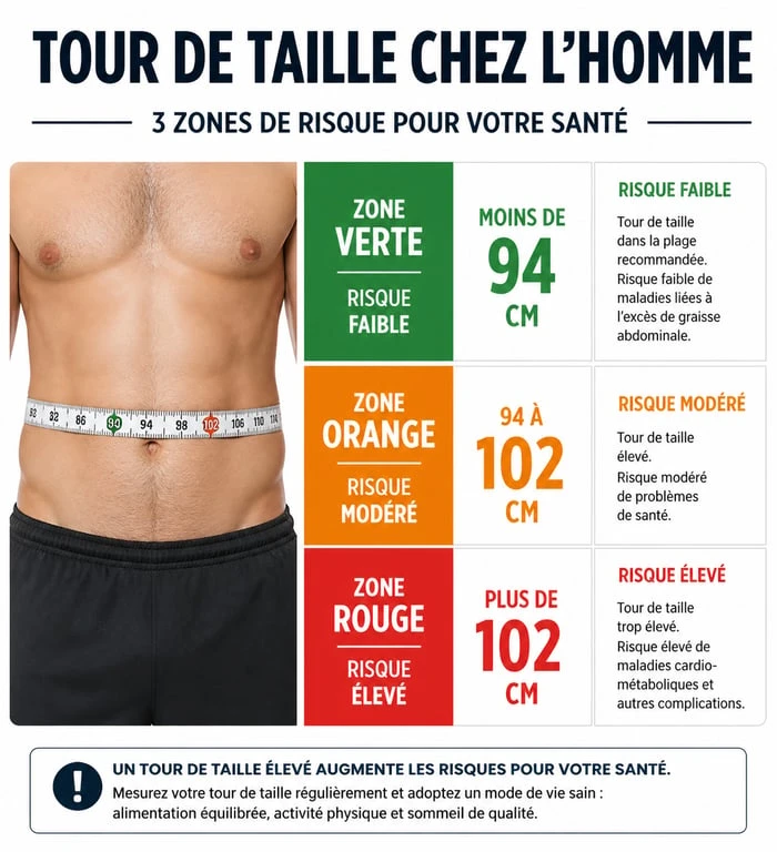 Infographie des seuils de risque du tour de taille pour homme