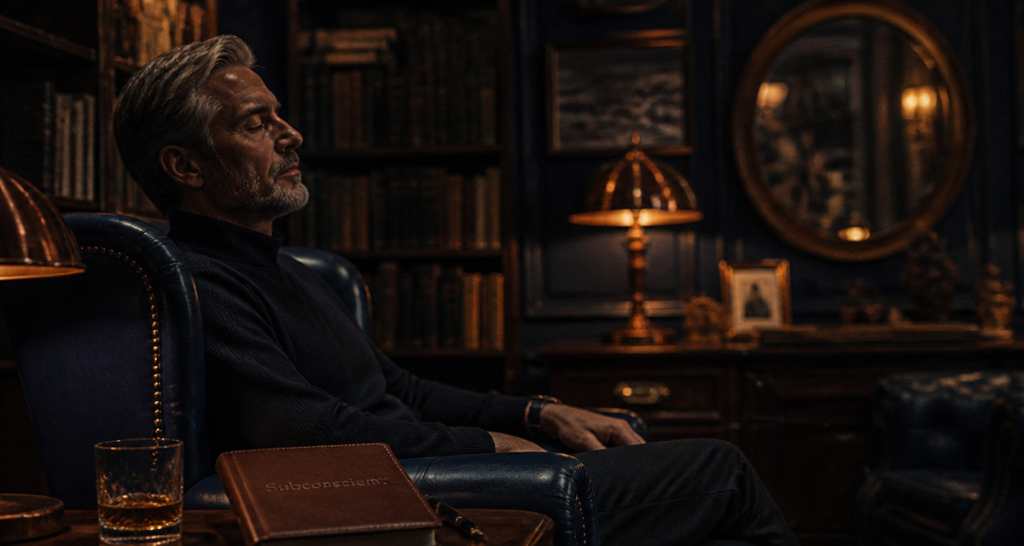 Le subconscient homme méditant en fauteuil