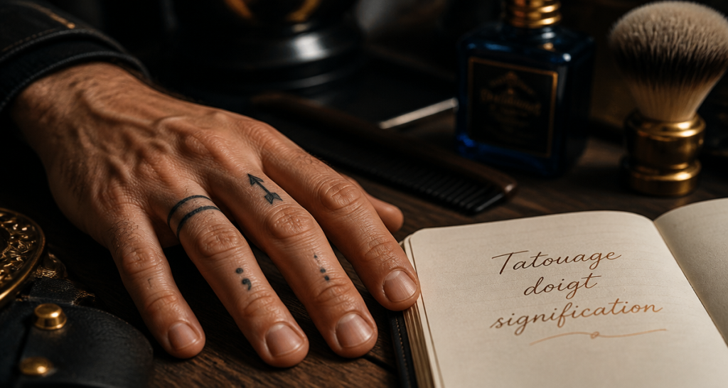 tatouage doigt signification motifs minimalistes sur main homme