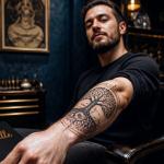 Tatouage qui signifie la famille arbre de vie avant-bras homme