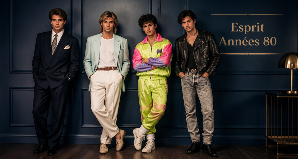 tenue année 80 homme quatre styles iconiques