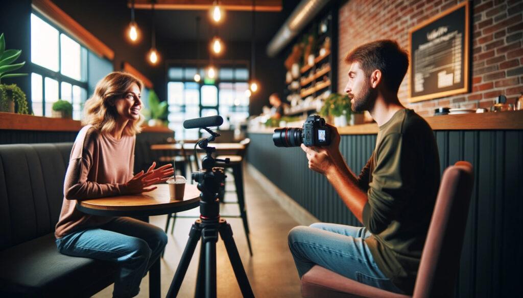 creating a video testimonial with a customer