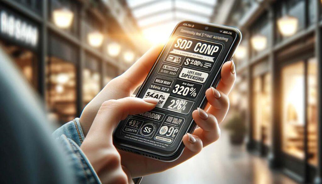 mobile phone showing mobile coupon