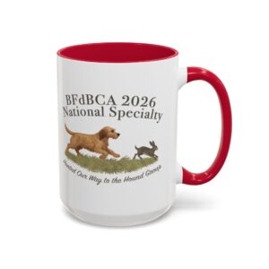 Dog chasing rabbit, BFdBCA 2026 National Specialty mug