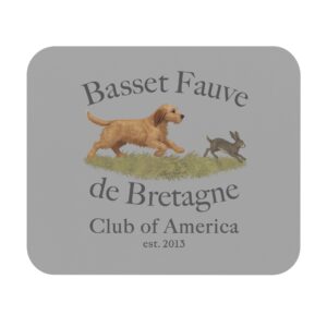 Basset Fauve de Bretagne logo with dog and rabbit.