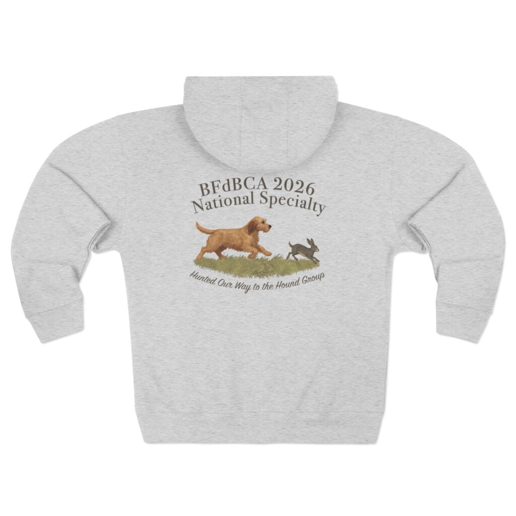 Gray hoodie with 2026 National Specialty design.