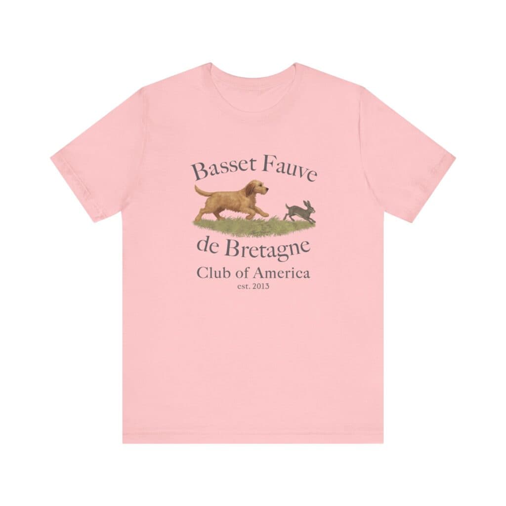 Pink shirt with dog and rabbit design
