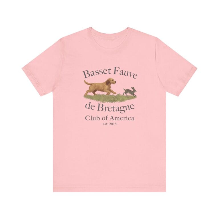 Pink shirt with dog and rabbit design
