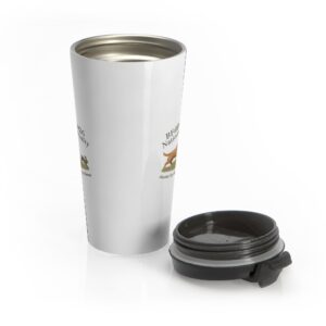 White travel mug with detachable lid