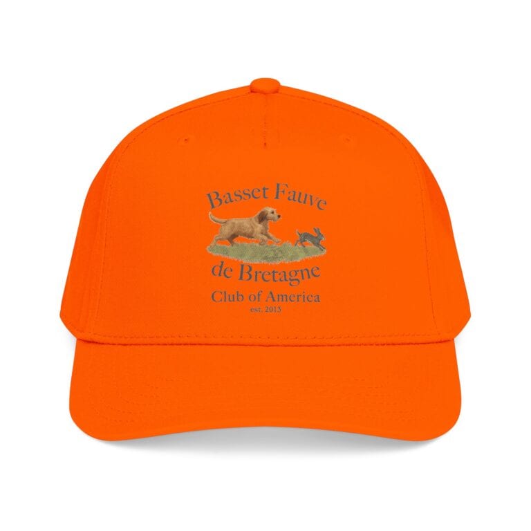 Orange cap with Basset Fauve de Bretagne logo