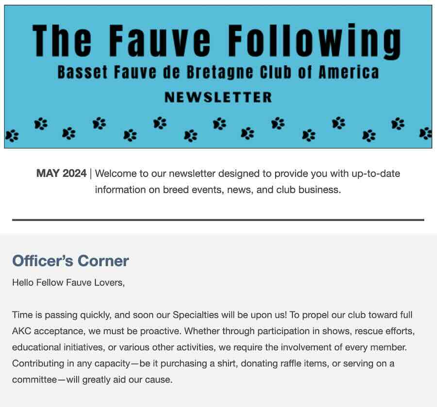 Fauve Following newsletter May 2024 edition.