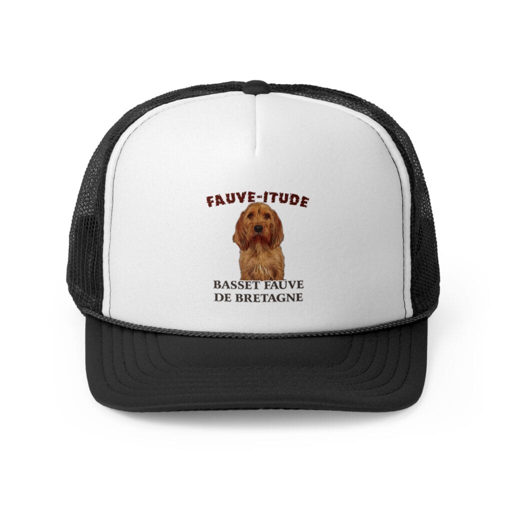 Basset Fauve de Bretagne dog on trucker hat