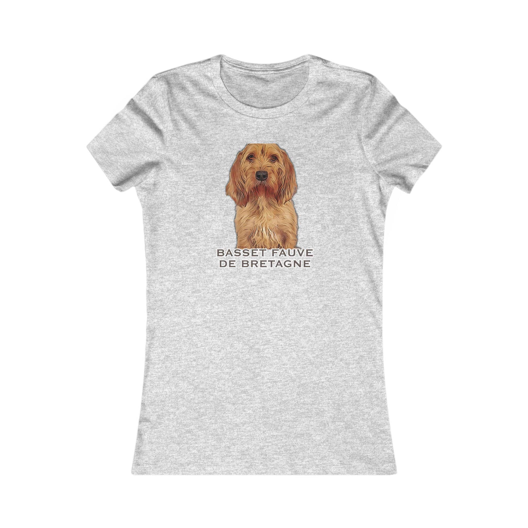 Gray T-shirt with Basset Fauve de Bretagne illustration.