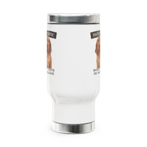 Dog-themed stainless steel travel mug