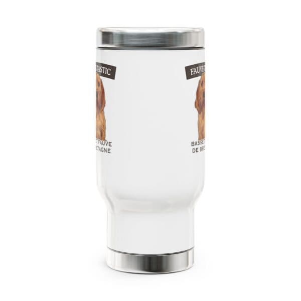 Dog-themed stainless steel travel mug