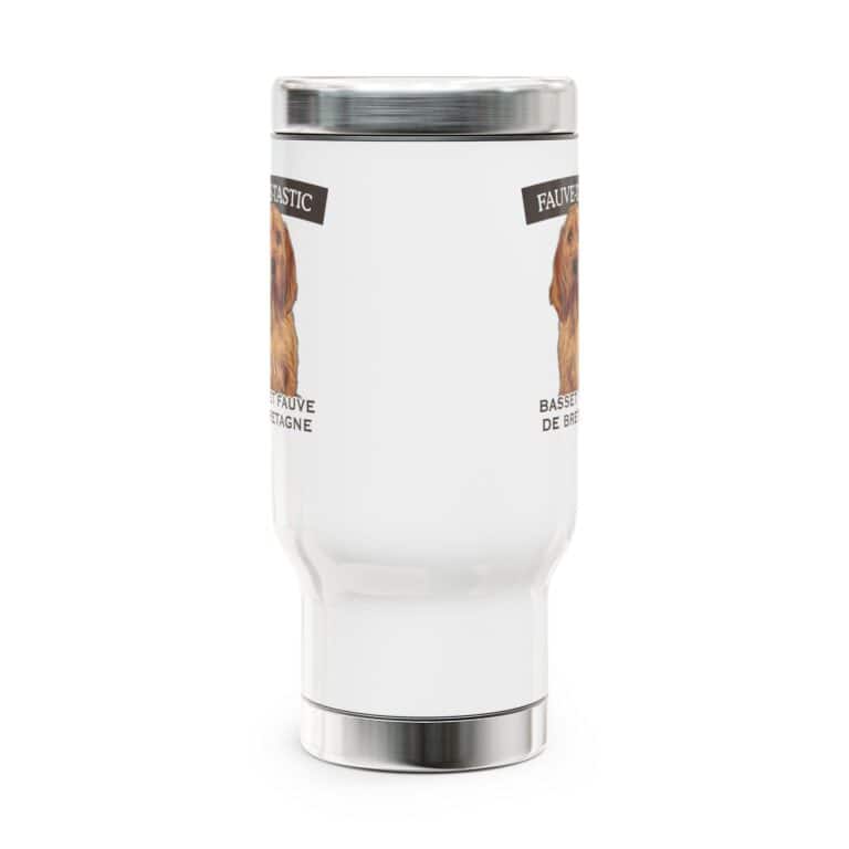 Dog-themed stainless steel travel mug