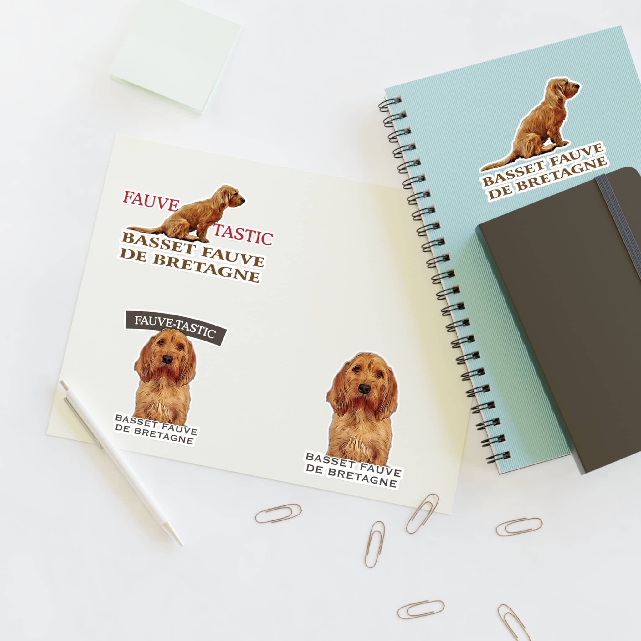 Notebooks with Basset Fauve de Bretagne dog stickers
