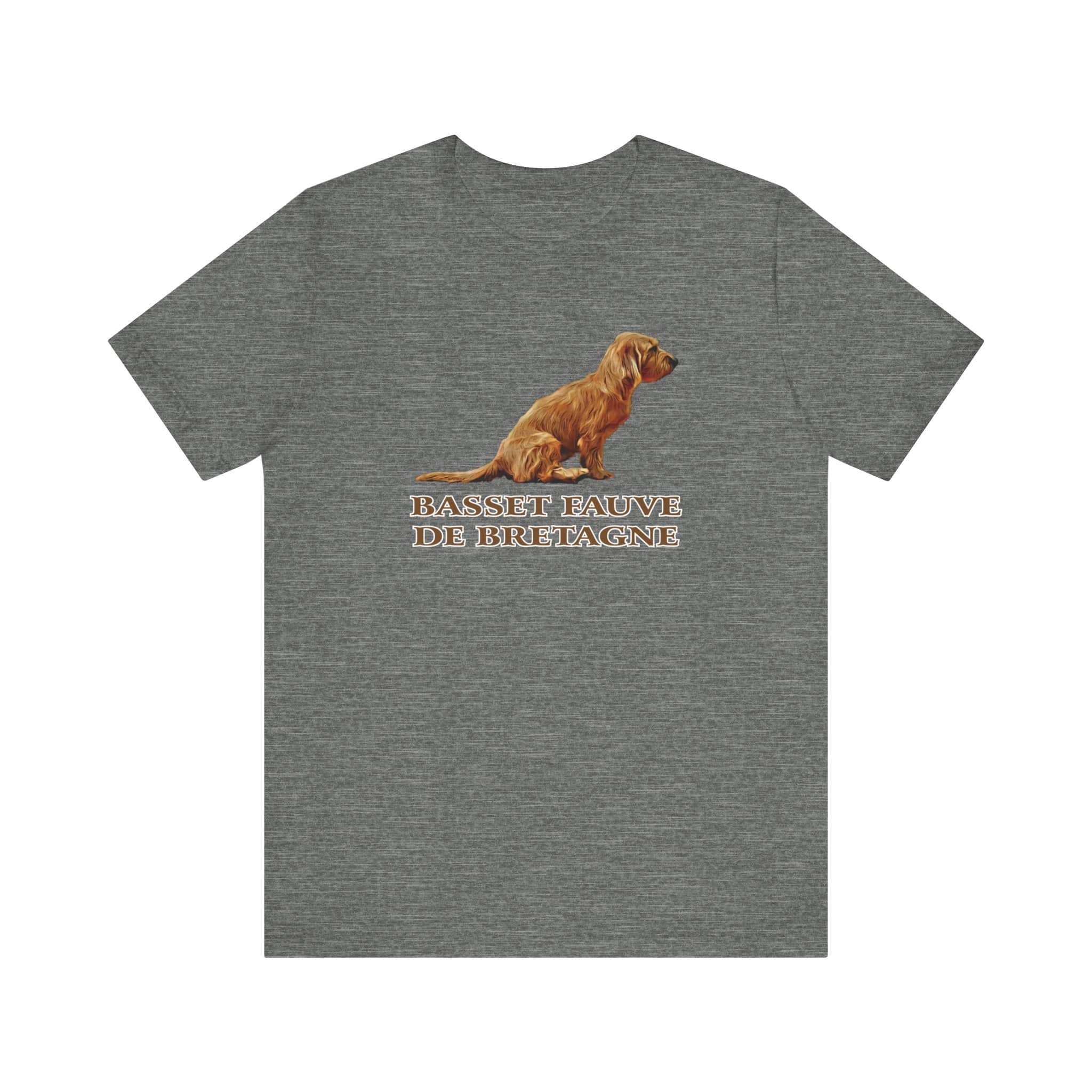 Basset Fauve de Bretagne dog on gray t-shirt
