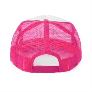 Back view of pink mesh trucker hat