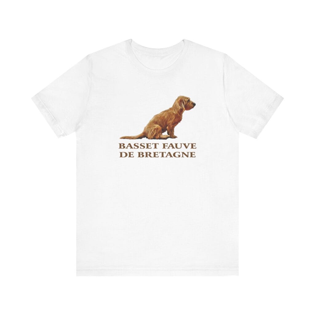 Basset Fauve de Bretagne design on white T-shirt