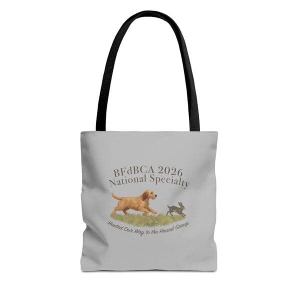 Tote bag with dog, rabbit artwork, BFdBCA National Specialty