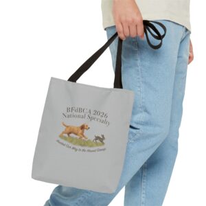 Tote bag with dog and rabbit design