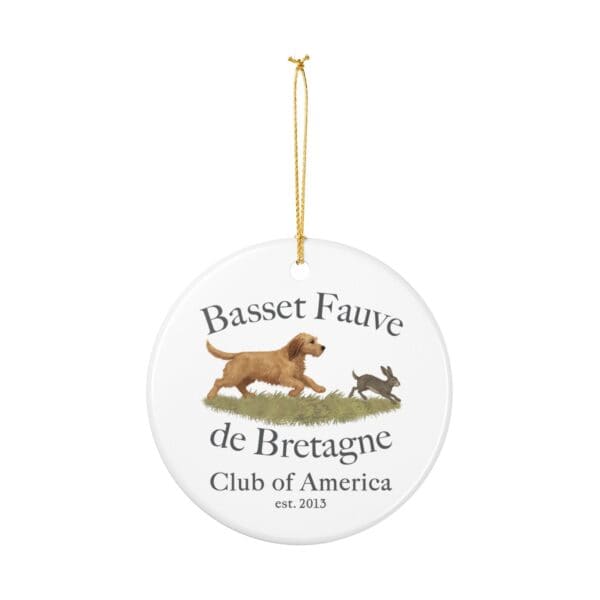 Basset Fauve de Bretagne ornament featuring running dog.