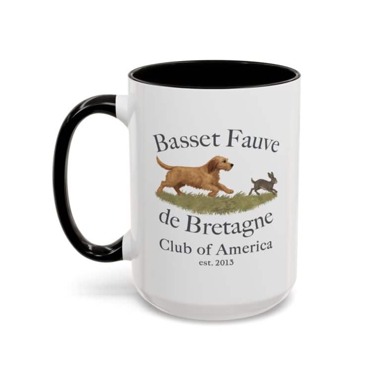 Basset Fauve de Bretagne mug with dog illustration.