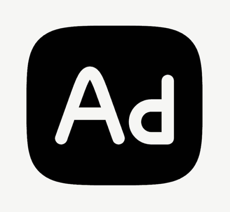 Black and white icon with 'Ad' text.