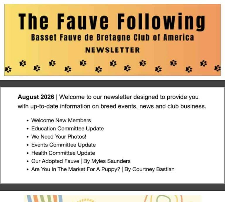 August 2026 Fauve Following newsletter cover and contents