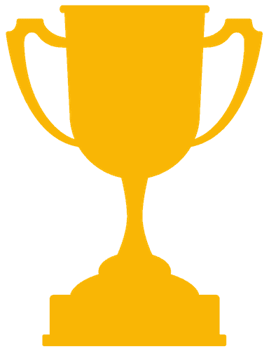 Gold trophy icon on transparent background