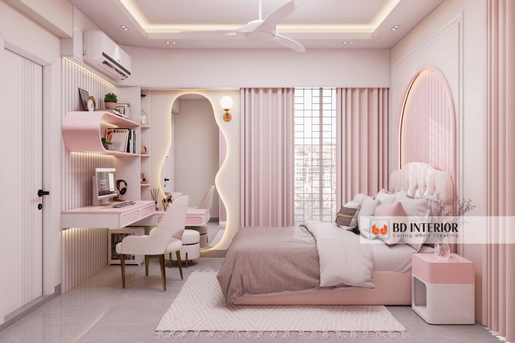 Interior Design Guide: Pro Secrets to Elevate Your Home Now 4 Pink bedroom interior with elegant decor and natur.