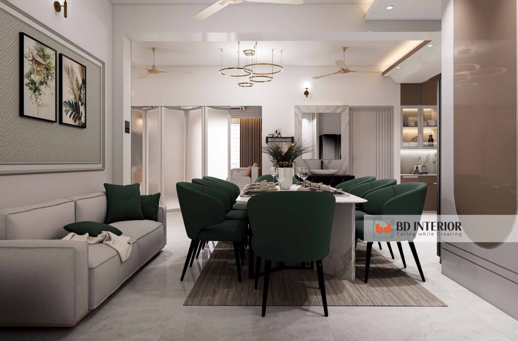 Interior Design Process: A Deep Dive for Designers and Homeowners 1 Interior living room with green chairs and white s.