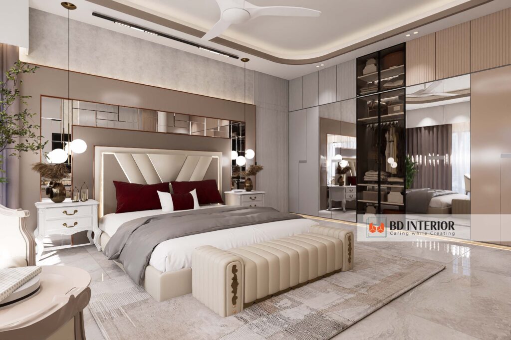 Room Interior Decoration: Design Your Dream Space 2 Modern bedroom interior with elegant decor and lig.