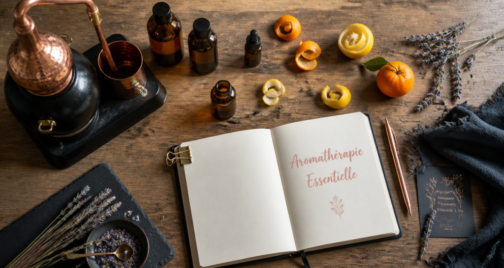 aromathérapie définition flacons huiles essentielles agrumes lavande