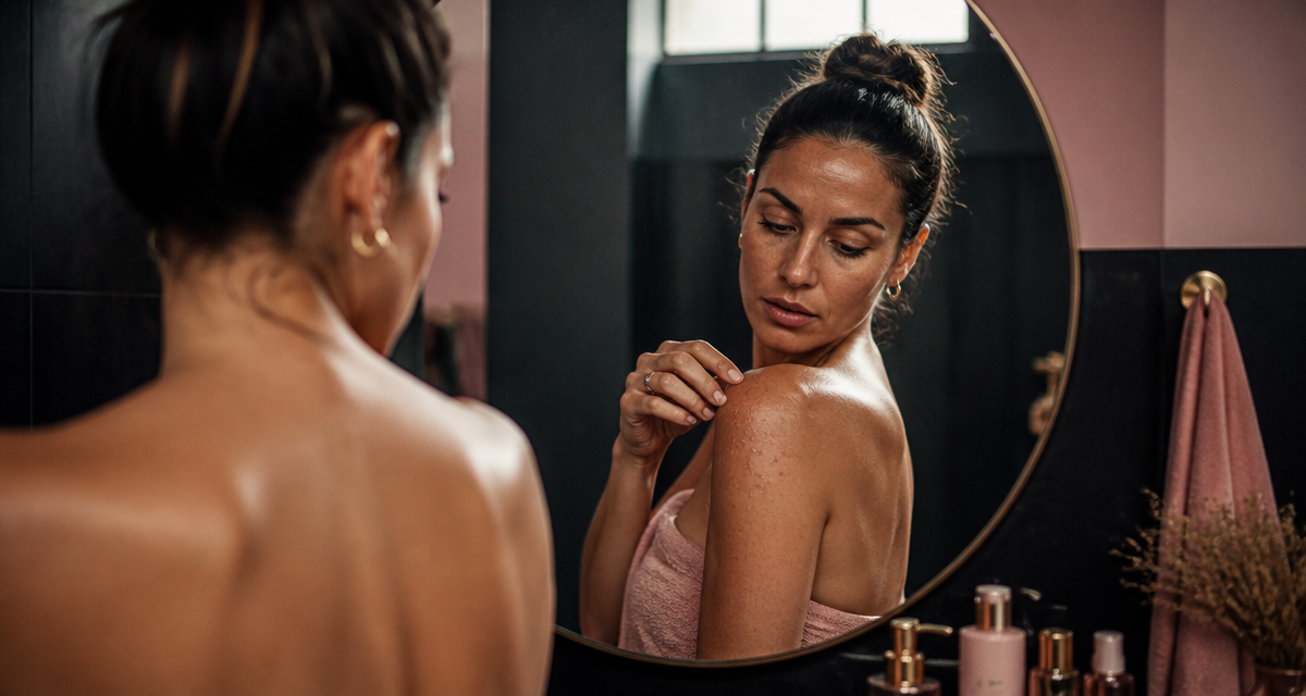 bouton de chaleur adultes sur épaule femme