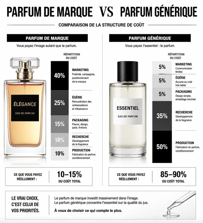 Comparaison des coûts entre parfums de marque et parfums génériques