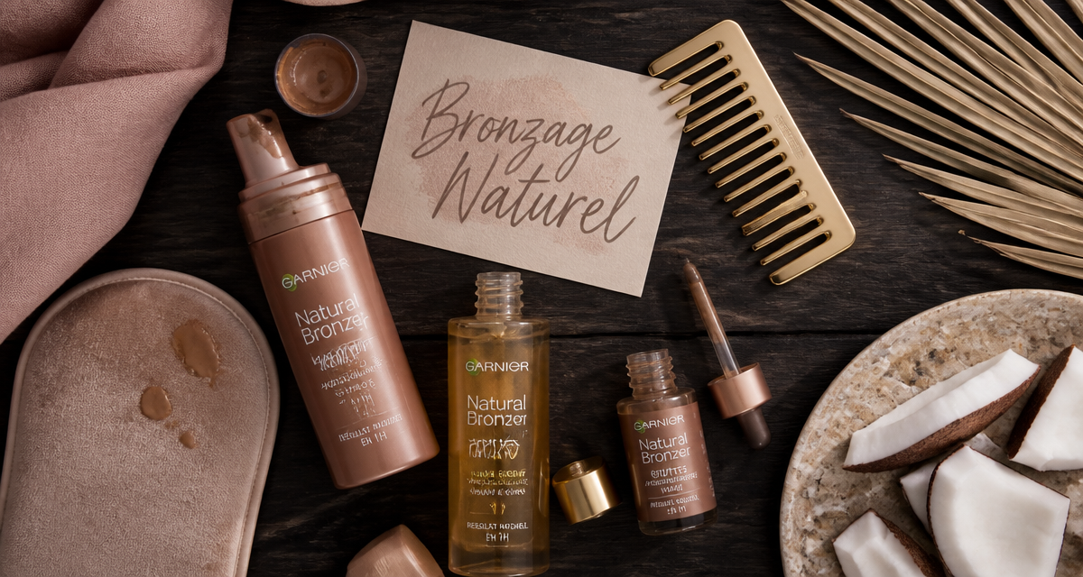 Natural Bronzer Garnier avis flat lay formats et accessoires