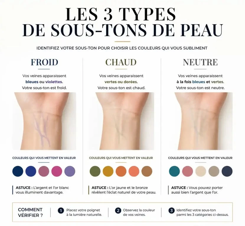Infographie comparative des sous-tons de peau pour choisir son fond de teint
