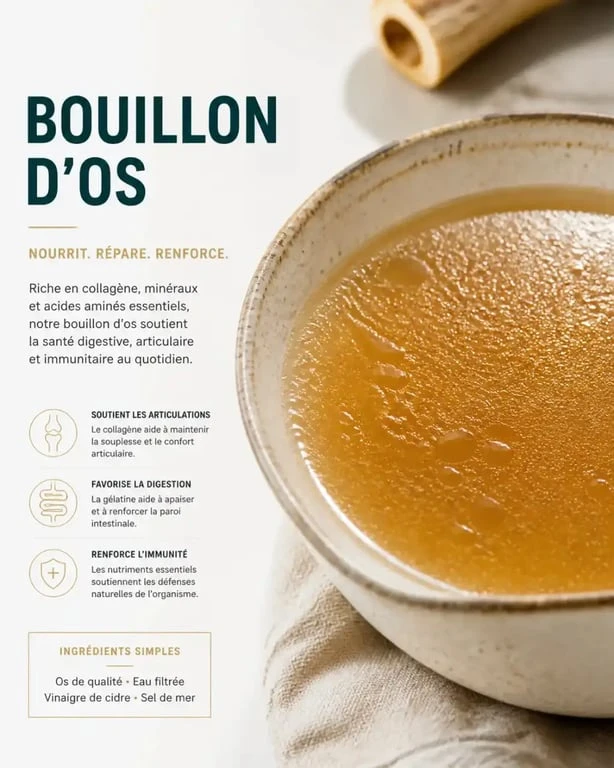 Bol de bouillon d'os maison riche en collagène naturel