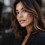 Couleur de cheveux noisette caramel avec reflets caramel, sans roux