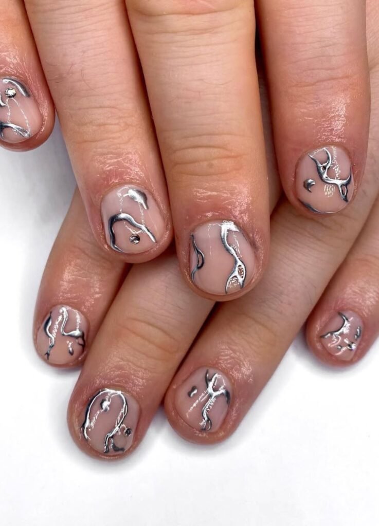 Abstract Molten Metal Nail Design For Men