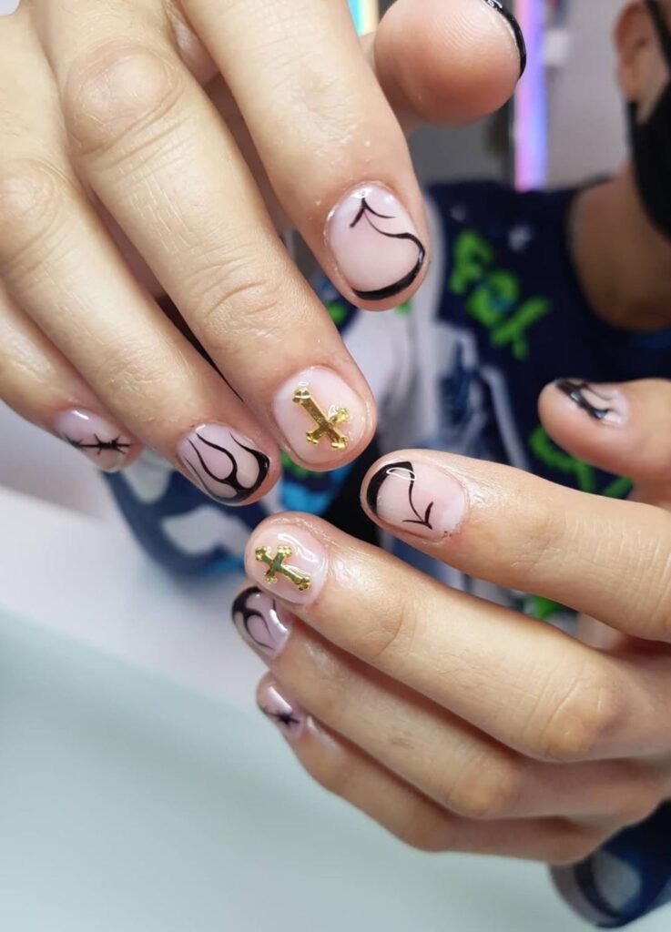 Black Fire Men's Nail Design