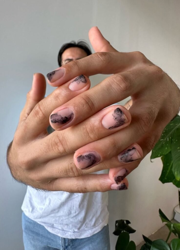 Black Smoke Men's Nail Design