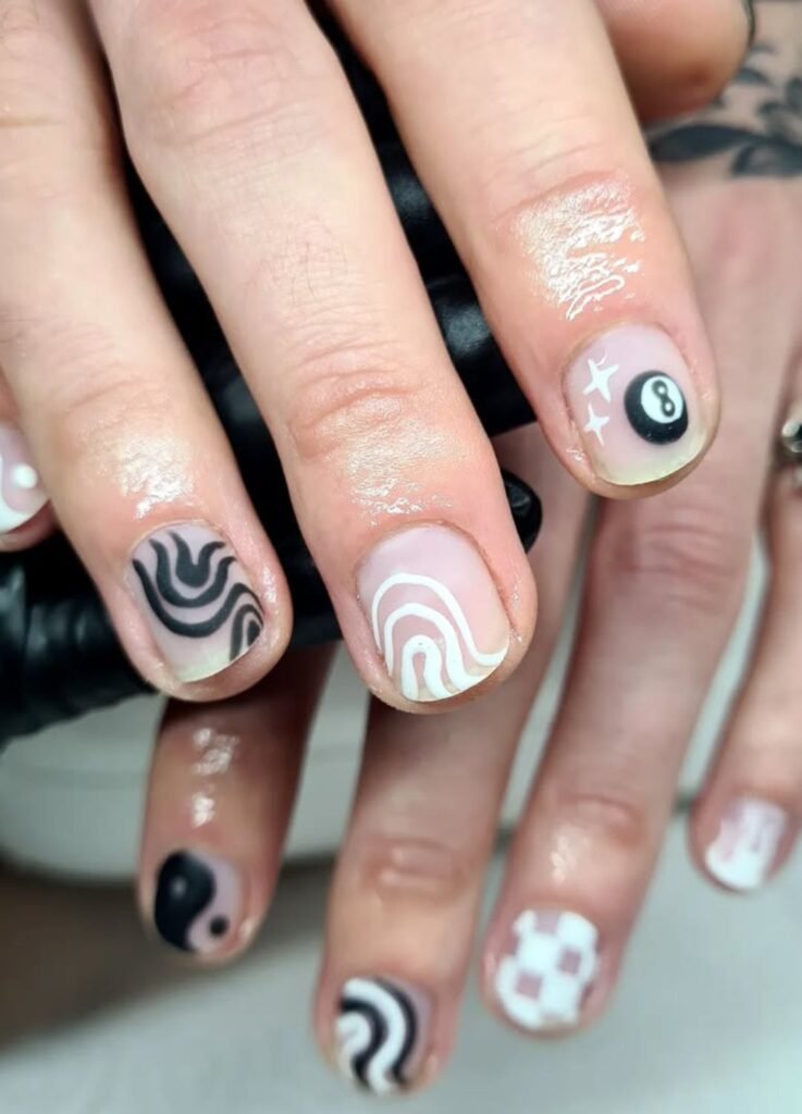 Mismatched Abstract Nail Art Design For Men