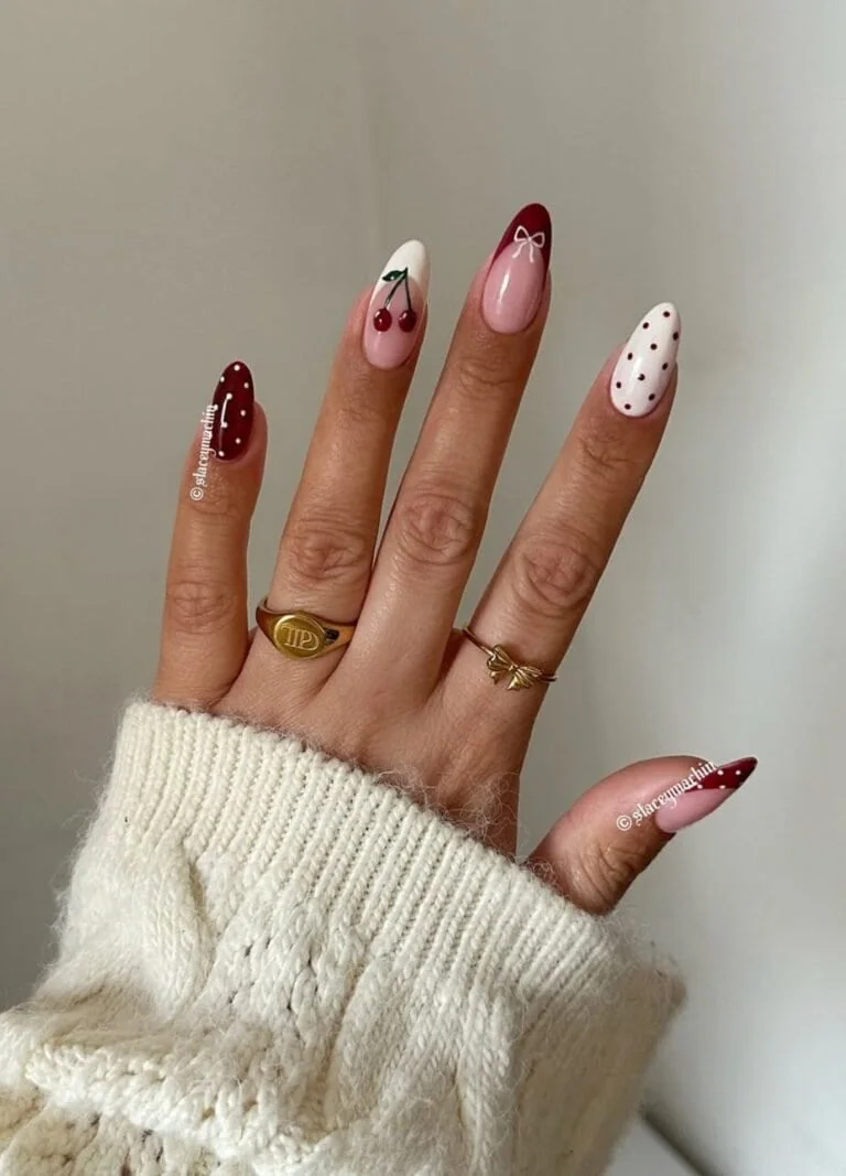 clear tall image featuring Cherry Bows with Polka Dots