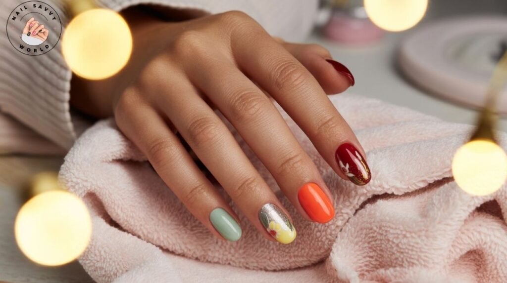 Natural nail care routine for every season with healthy nails, cuticle oil, and seasonal accents.