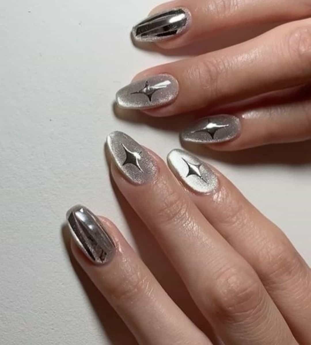 Celestial Chrome Silver Mani