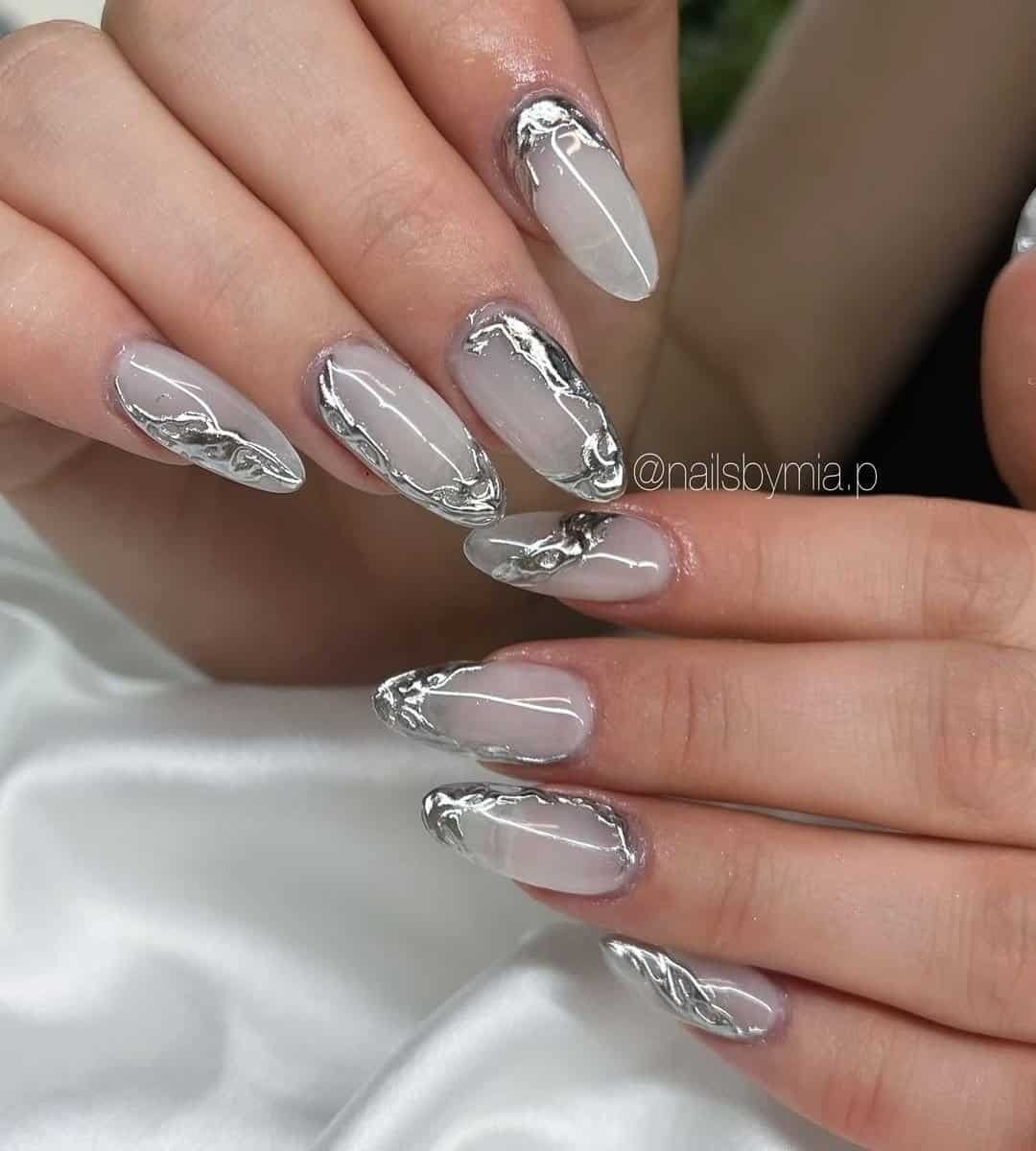GelX with Silver Nails