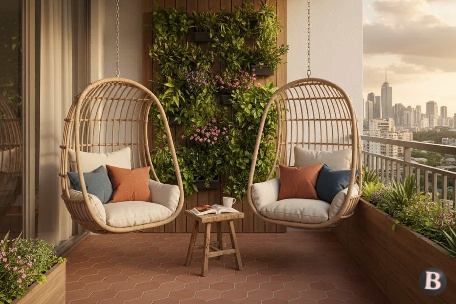 Image of Hanging Chairs Sit Out Balcony Design